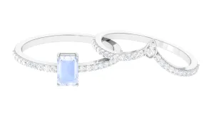 Moonstone Stackable Ring Set with Diamond