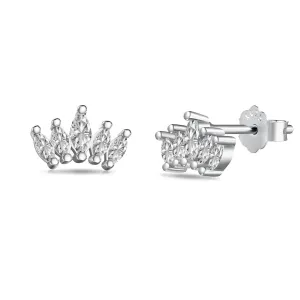 Multi Marquise CZ Curved Cluster Studs Earrings