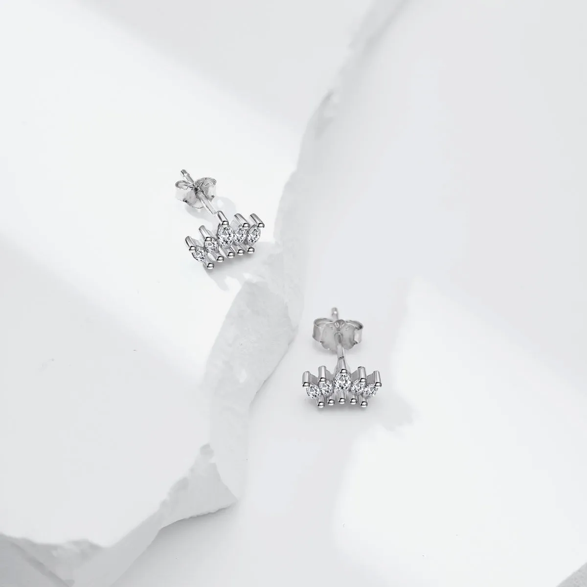 Multi Marquise CZ Curved Cluster Studs Earrings