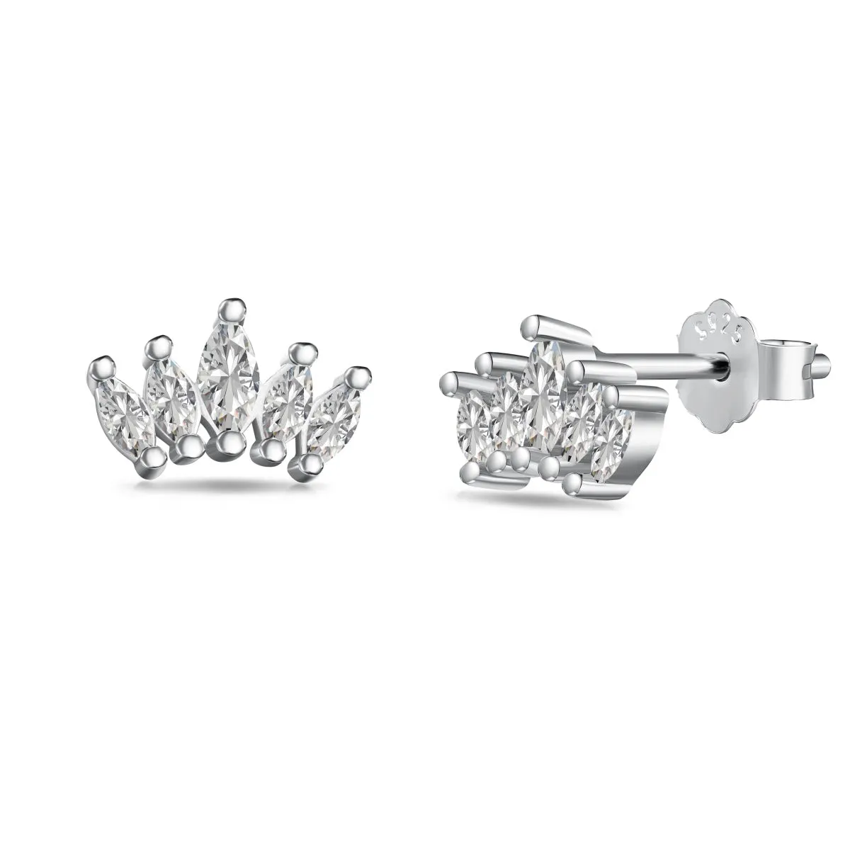 Multi Marquise CZ Curved Cluster Studs Earrings