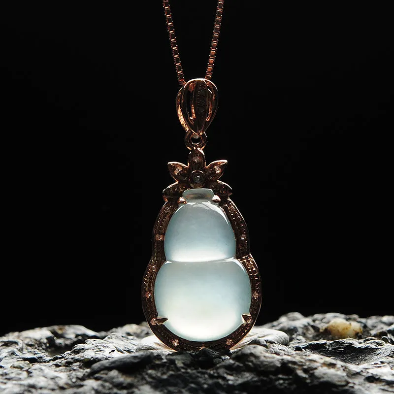 Natural Jade Pendant Jadeite Gold Gourd Pendant PT90