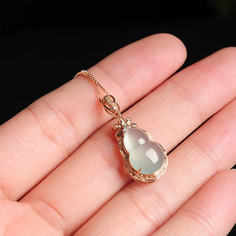 Natural Jade Pendant Jadeite Gold Gourd Pendant PT90