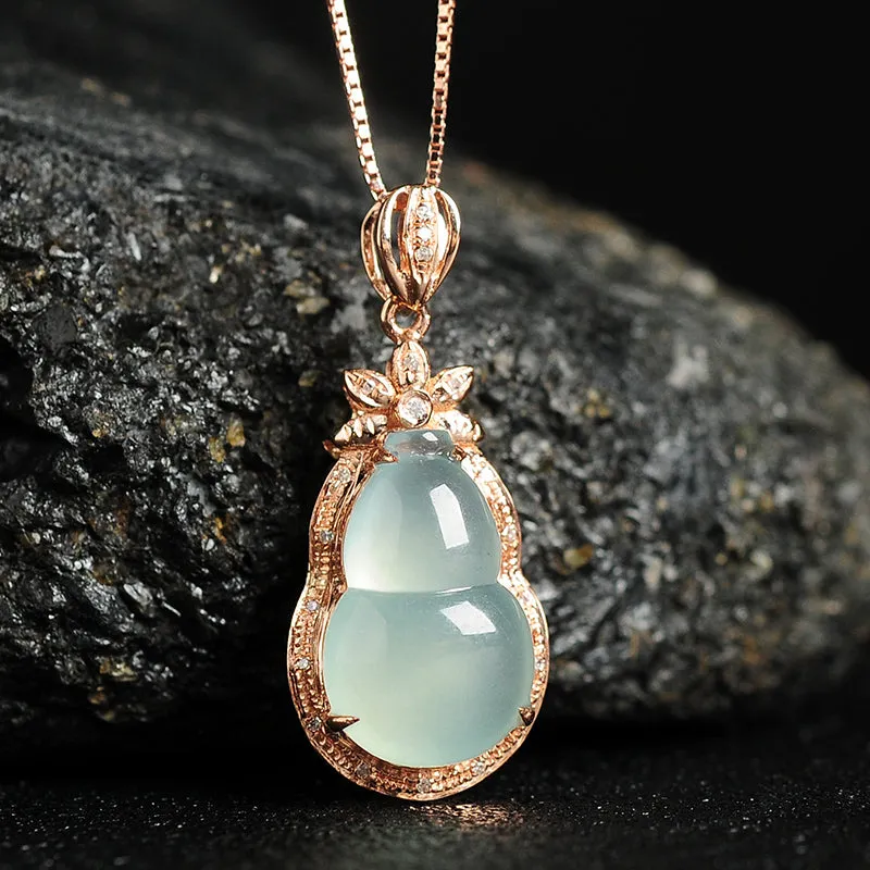 Natural Jade Pendant Jadeite Gold Gourd Pendant PT90