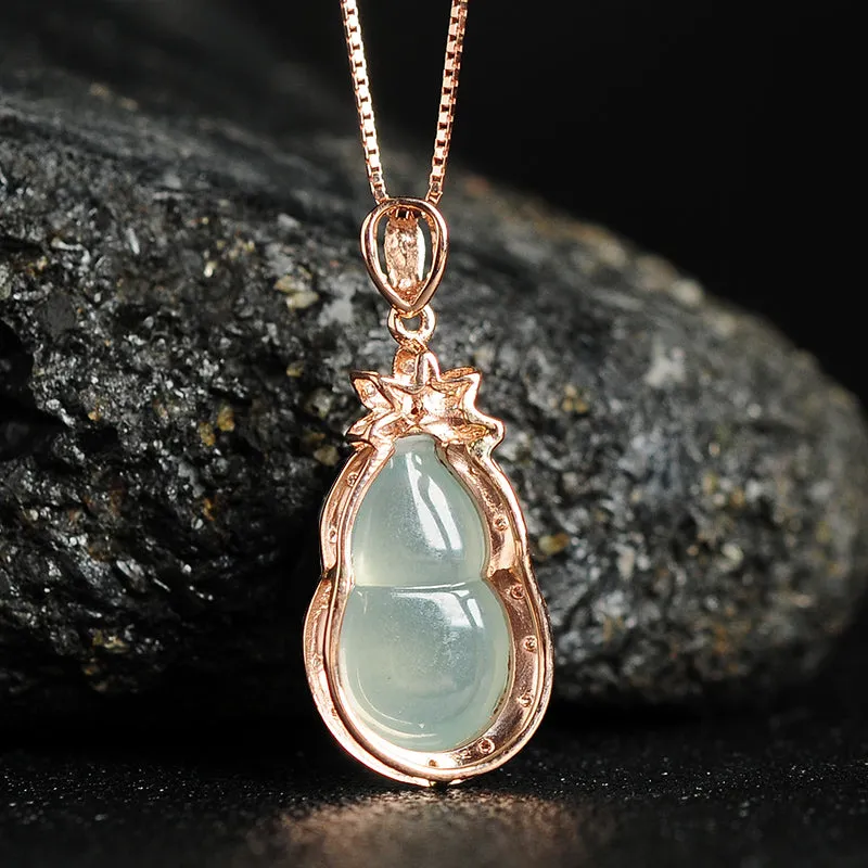 Natural Jade Pendant Jadeite Gold Gourd Pendant PT90