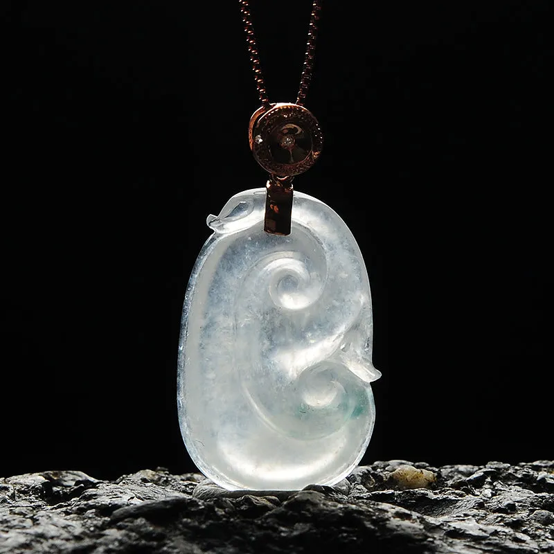 Natural Jade Pendant Jadeite Ruyi Gold Pendant PT94