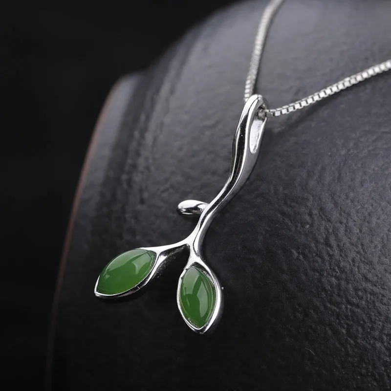 Natural Jade Pendant Nephrite Silver Pendant ZPT243