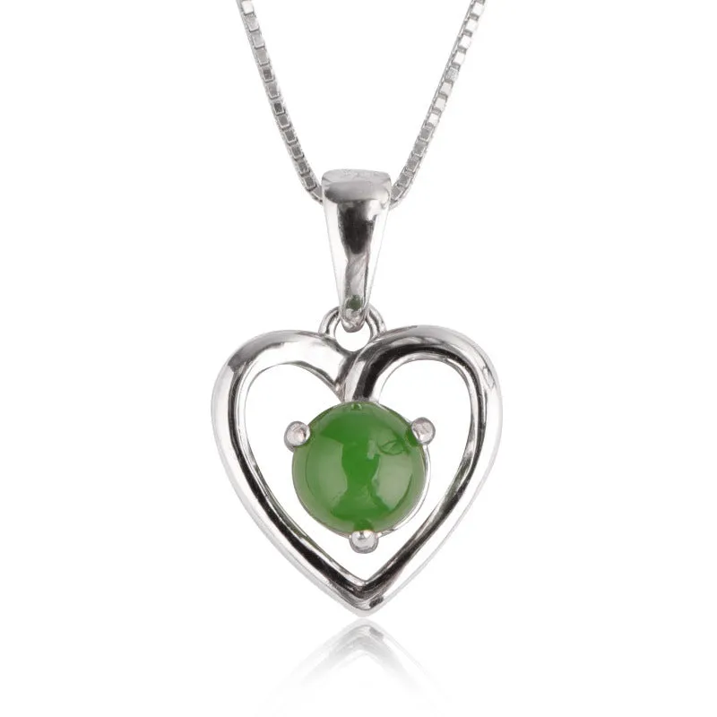 Natural Jade Pendant Nephrite Silver Zircon Pendant ZPT235