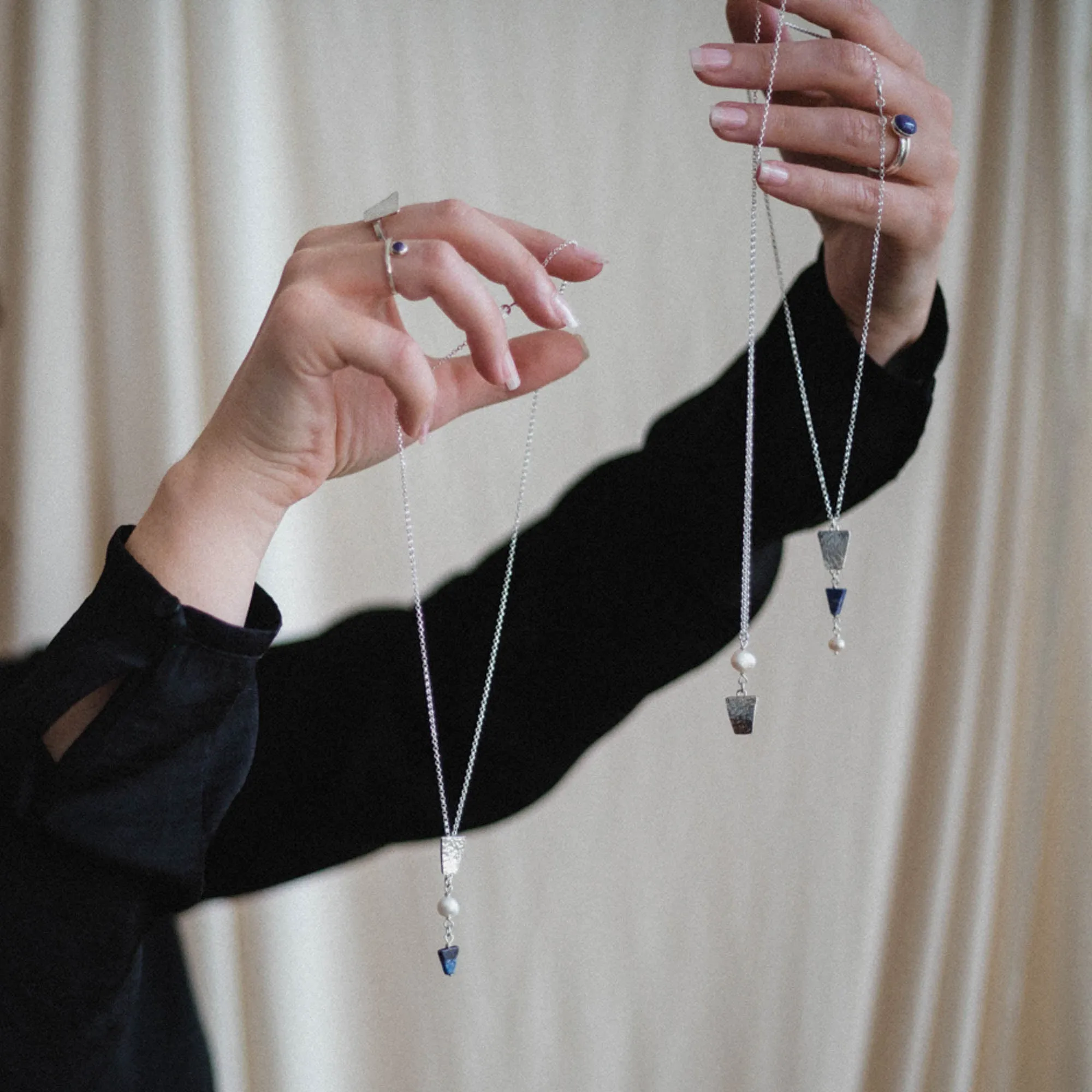 Nefertiti Lapis Lazuli and Pearl Drop Pendant