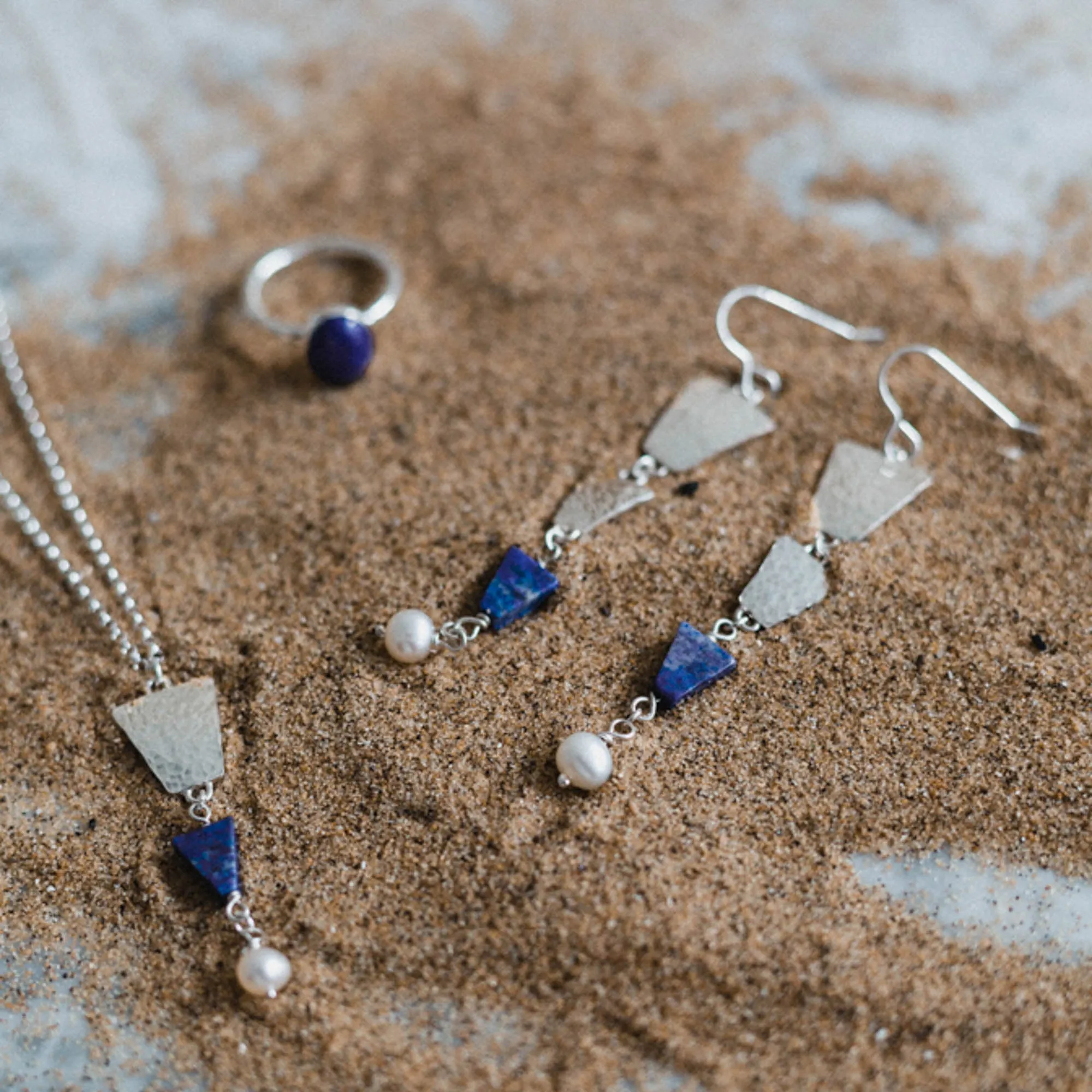 Nefertiti Lapis Lazuli and Pearl Drop Pendant