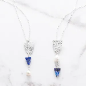Nefertiti Lapis Lazuli and Pearl Drop Pendant
