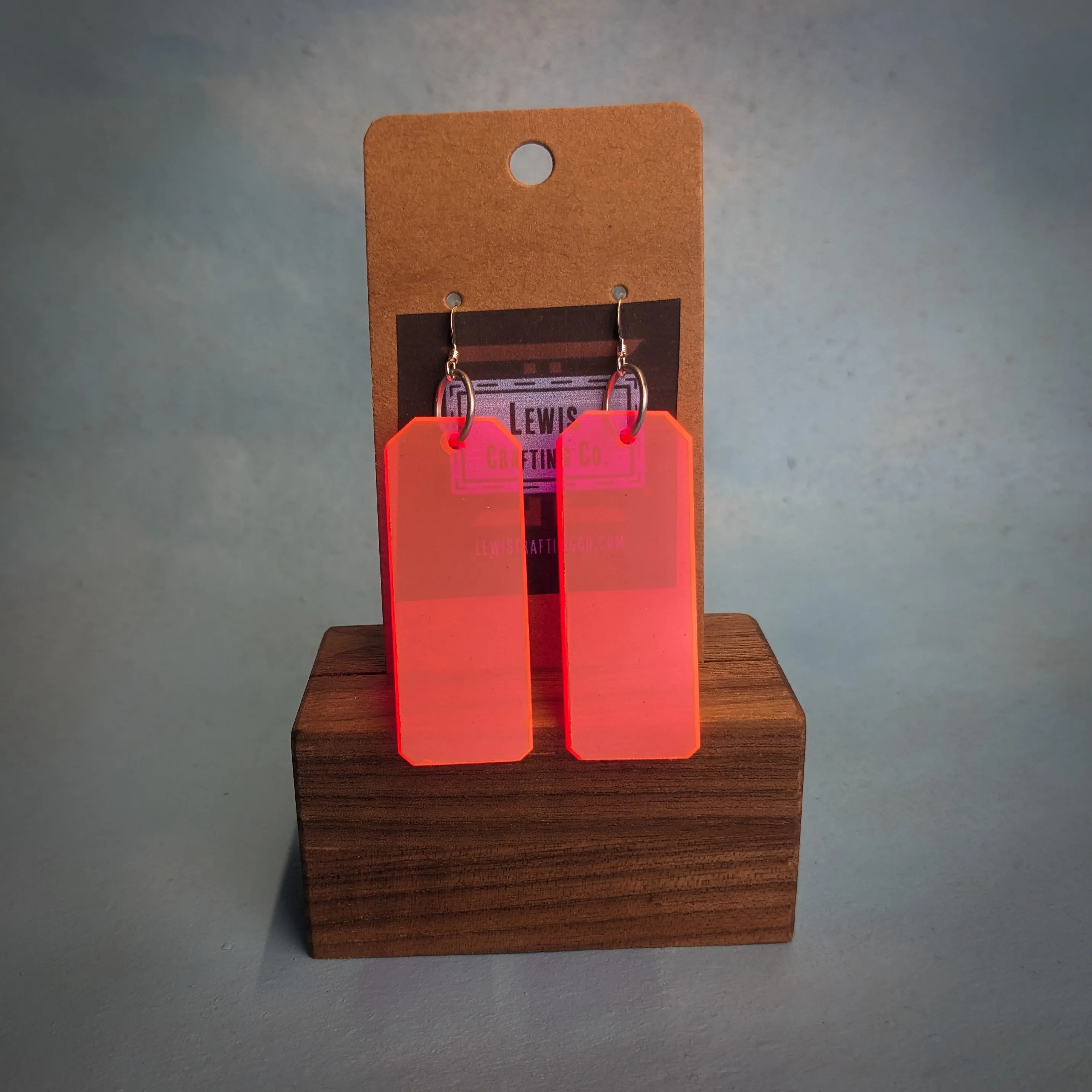 Neon Orange Tag Dangle Earrings