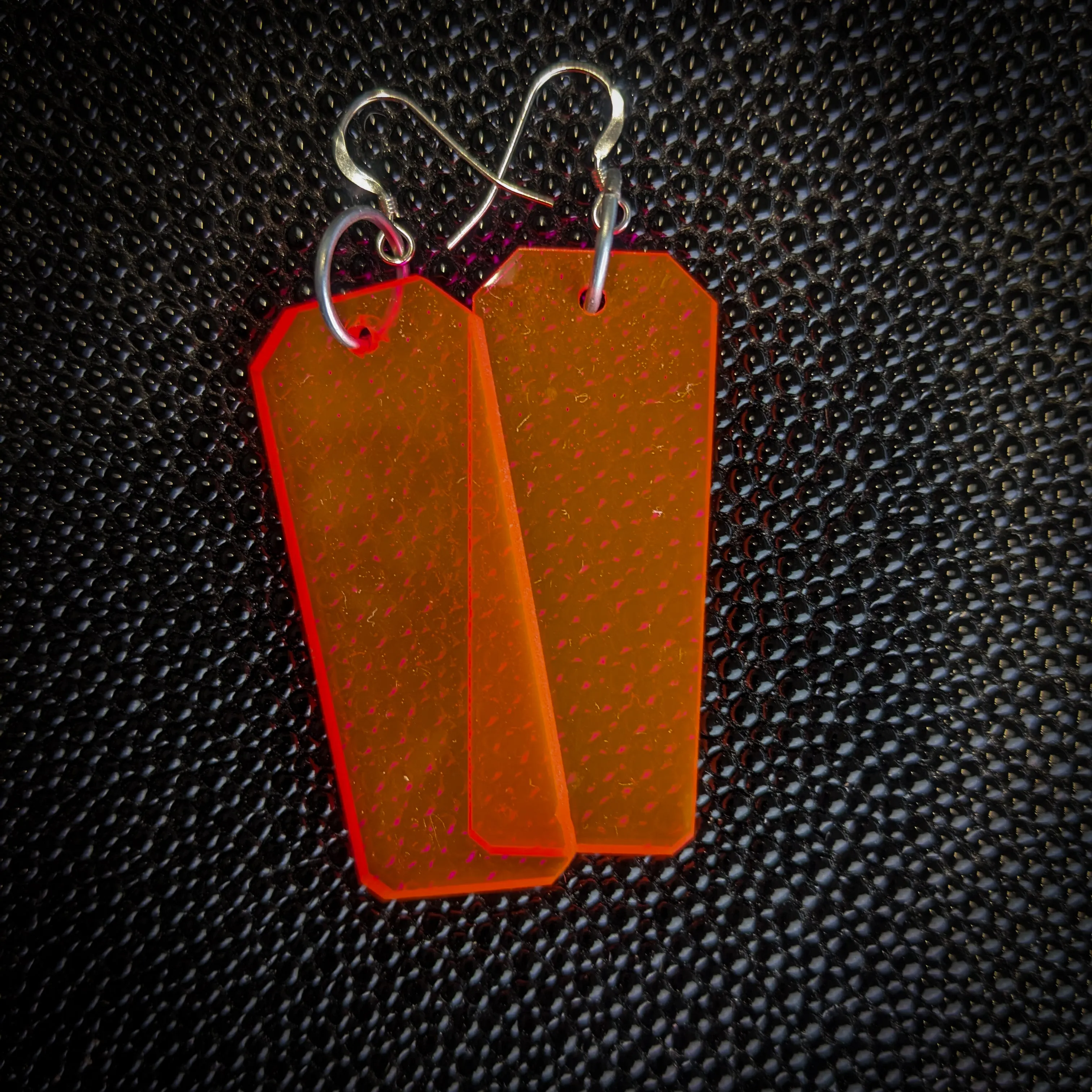 Neon Orange Tag Dangle Earrings