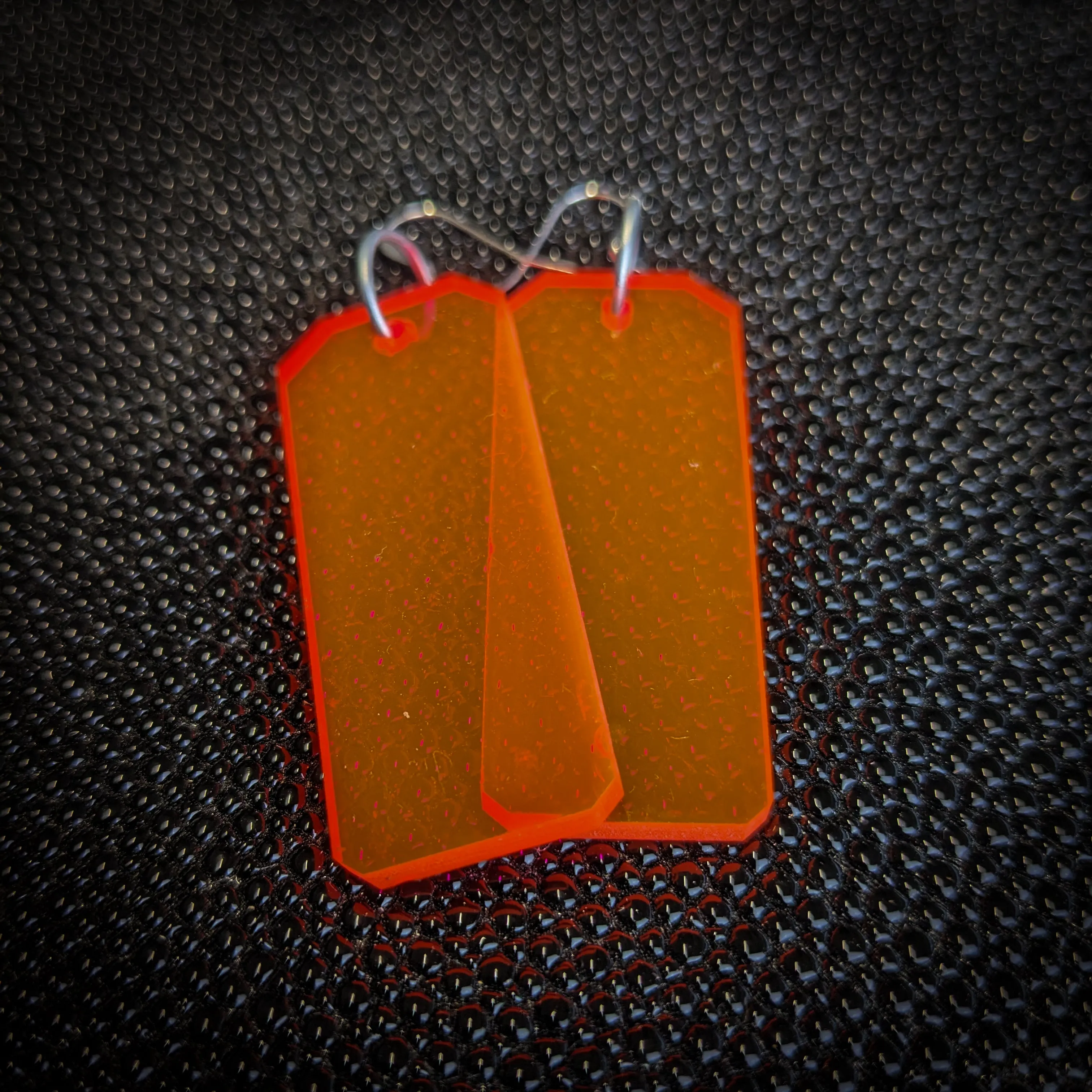 Neon Orange Tag Dangle Earrings