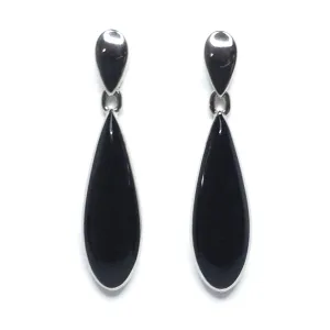 Onyx Tear Drop Inlaid Dangle Earrings