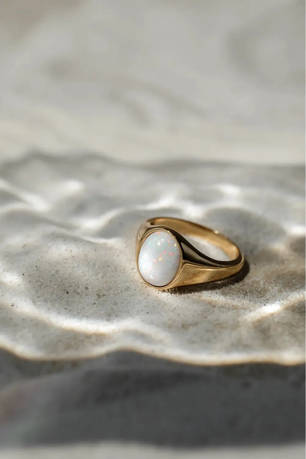 Opal Dream Signet Ring 14K Gold Plated