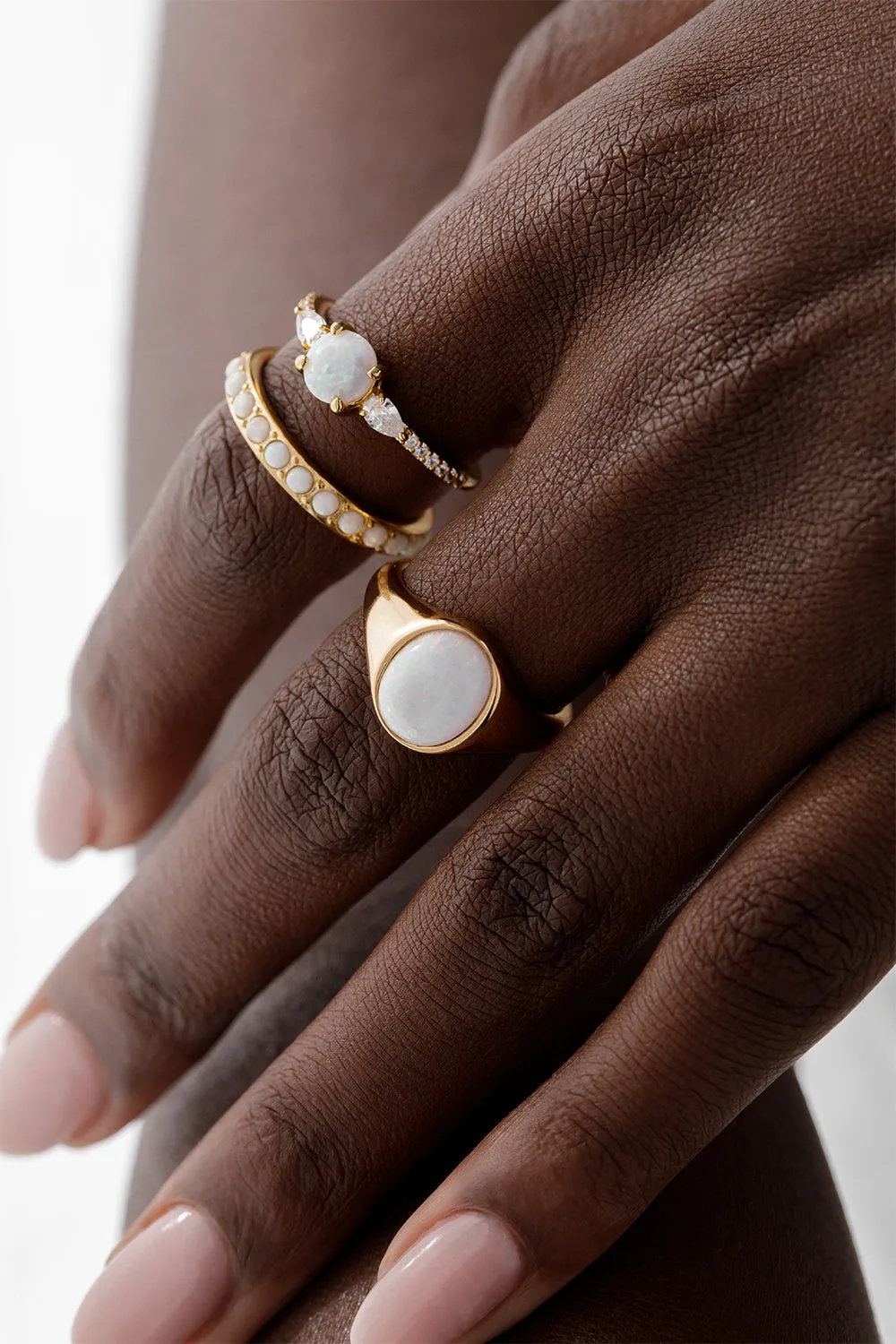 Opal Dream Signet Ring 14K Gold Plated