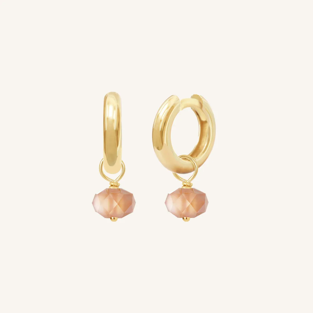 Opulent Orange Moonstone Plain Hoops - Stone of Hope