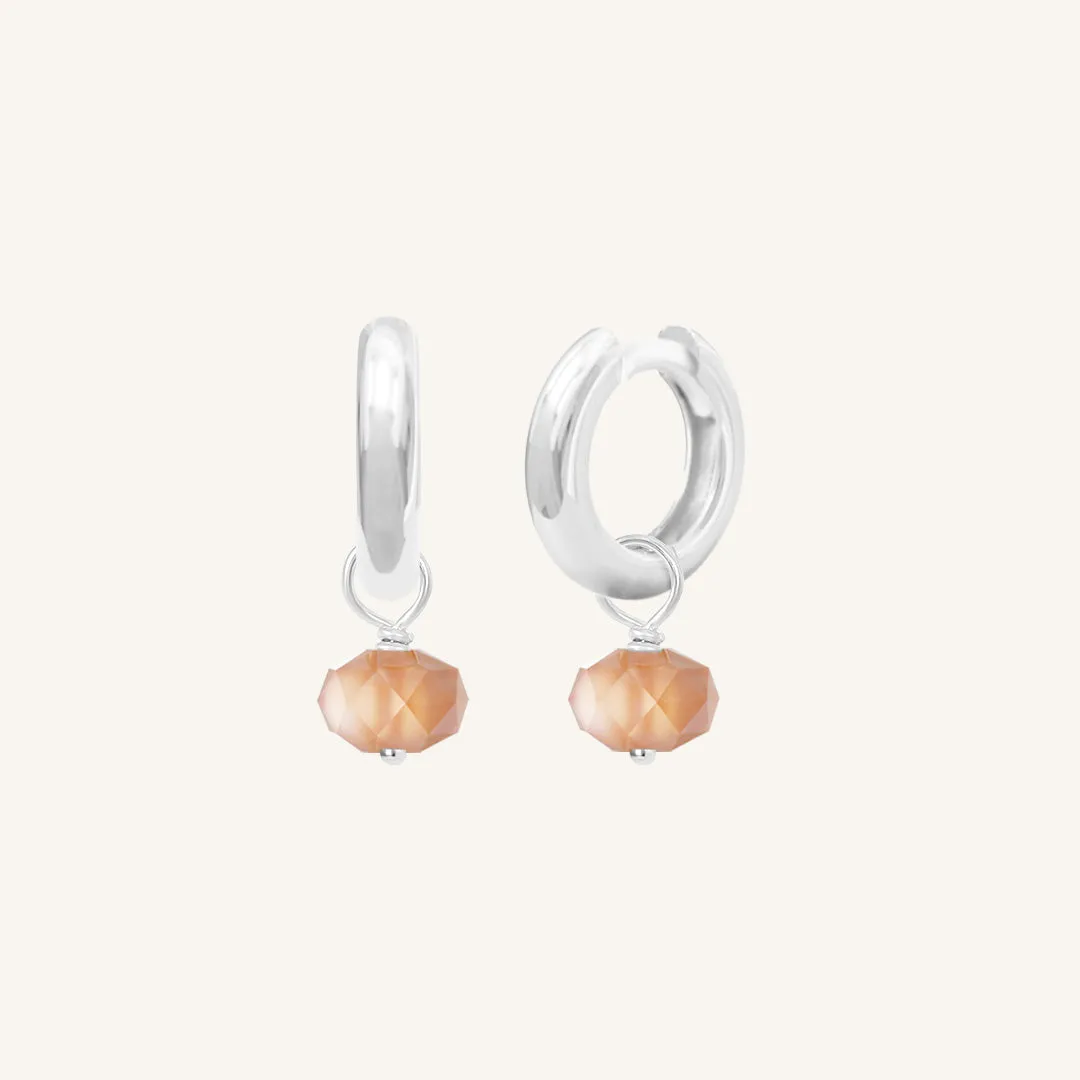 Opulent Orange Moonstone Plain Hoops - Stone of Hope