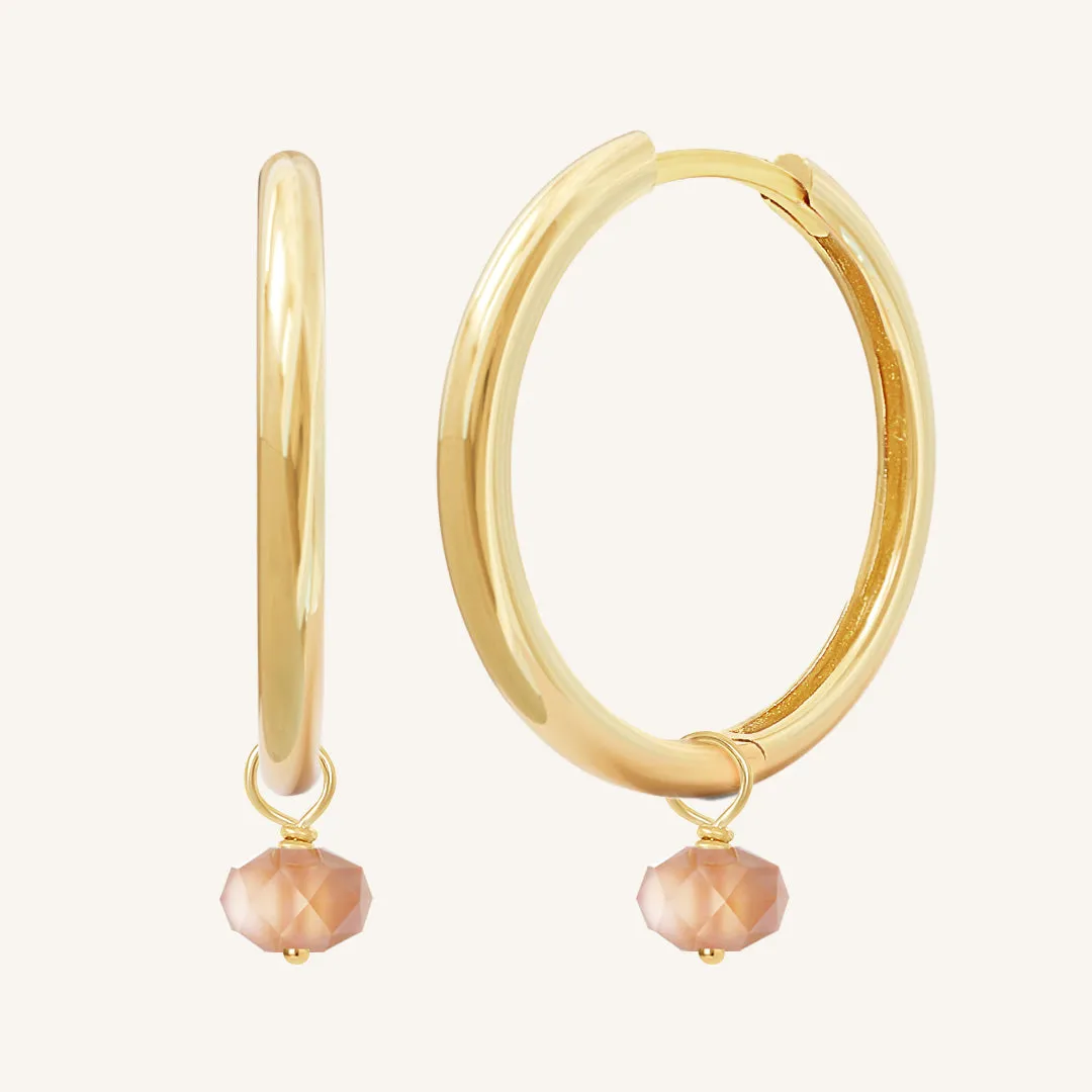 Opulent Orange Moonstone Plain Hoops - Stone of Hope