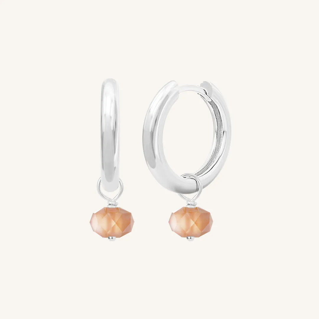 Opulent Orange Moonstone Plain Hoops - Stone of Hope