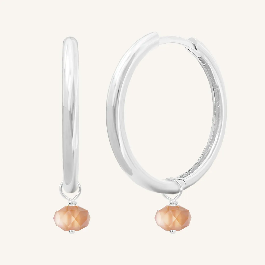 Opulent Orange Moonstone Plain Hoops - Stone of Hope
