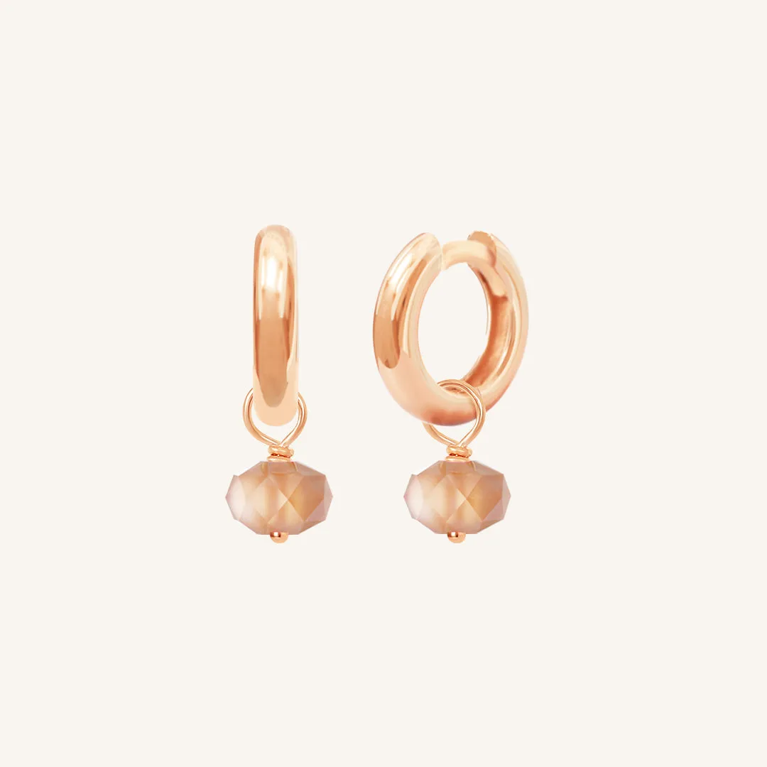 Opulent Orange Moonstone Plain Hoops - Stone of Hope