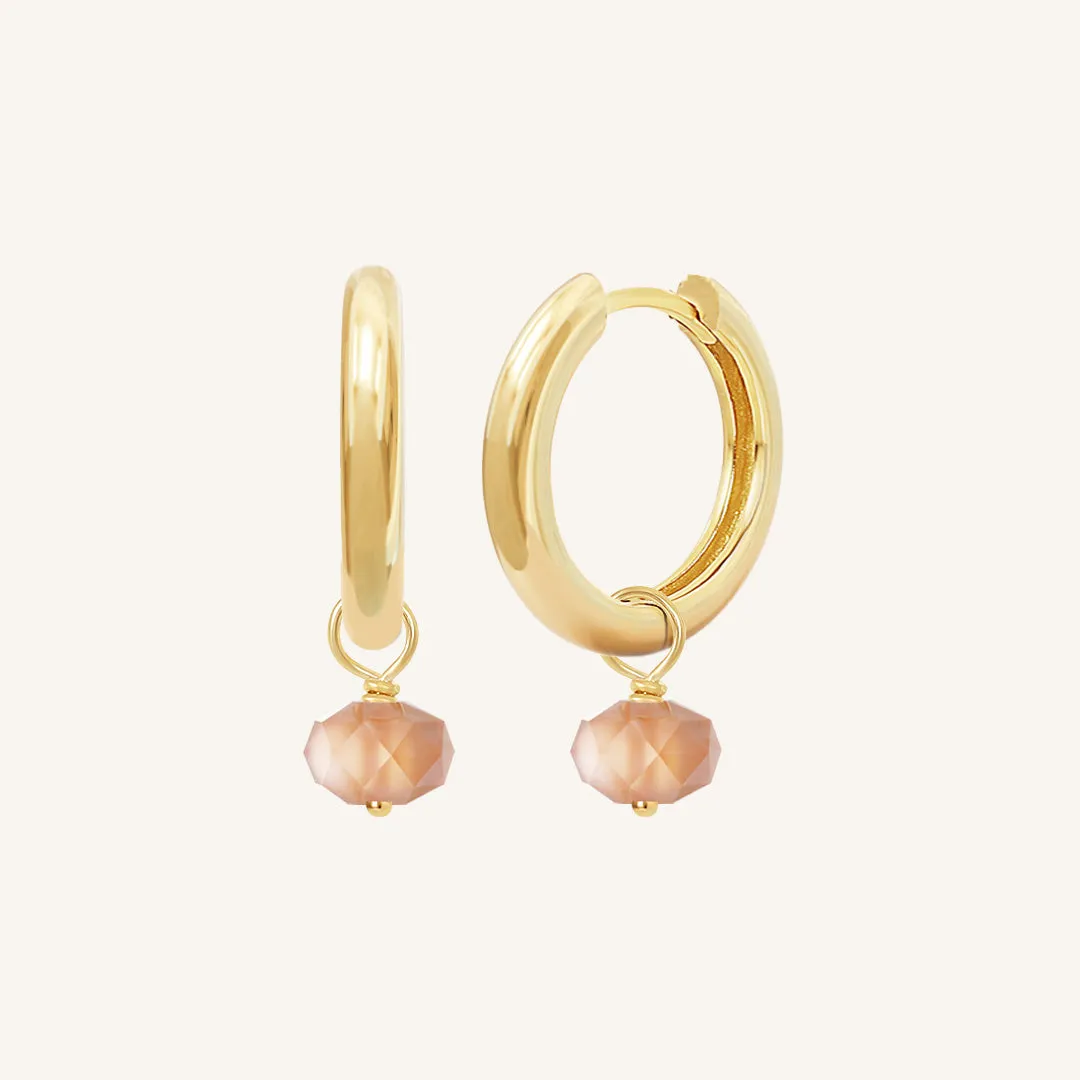 Opulent Orange Moonstone Plain Hoops - Stone of Hope