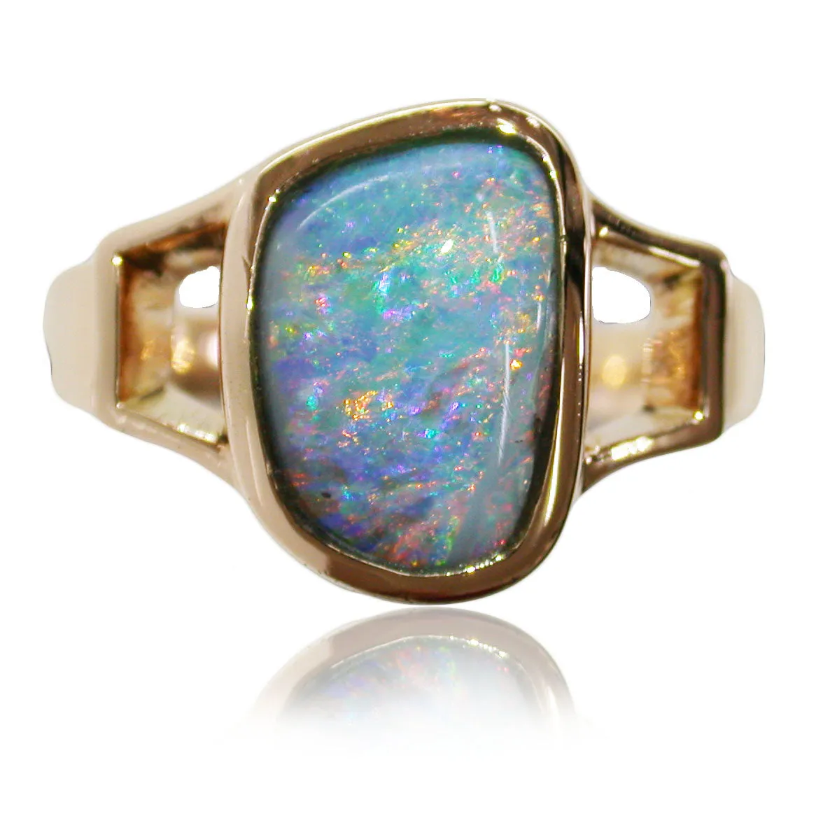 Orange Multi Colour Opal Ring