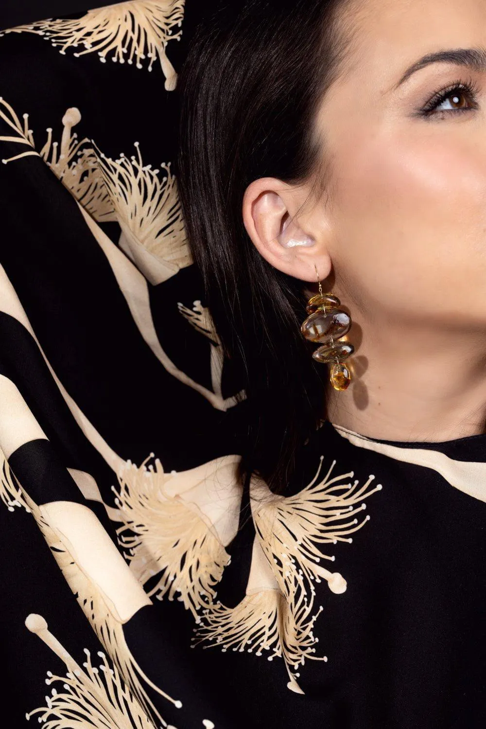 Oval Amber Totem Earrings