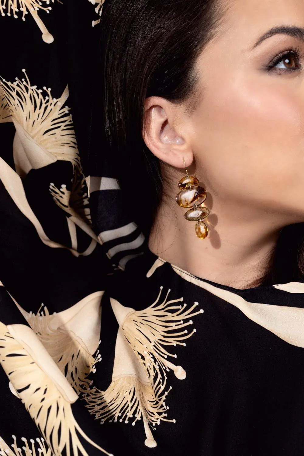 Oval Amber Totem Earrings