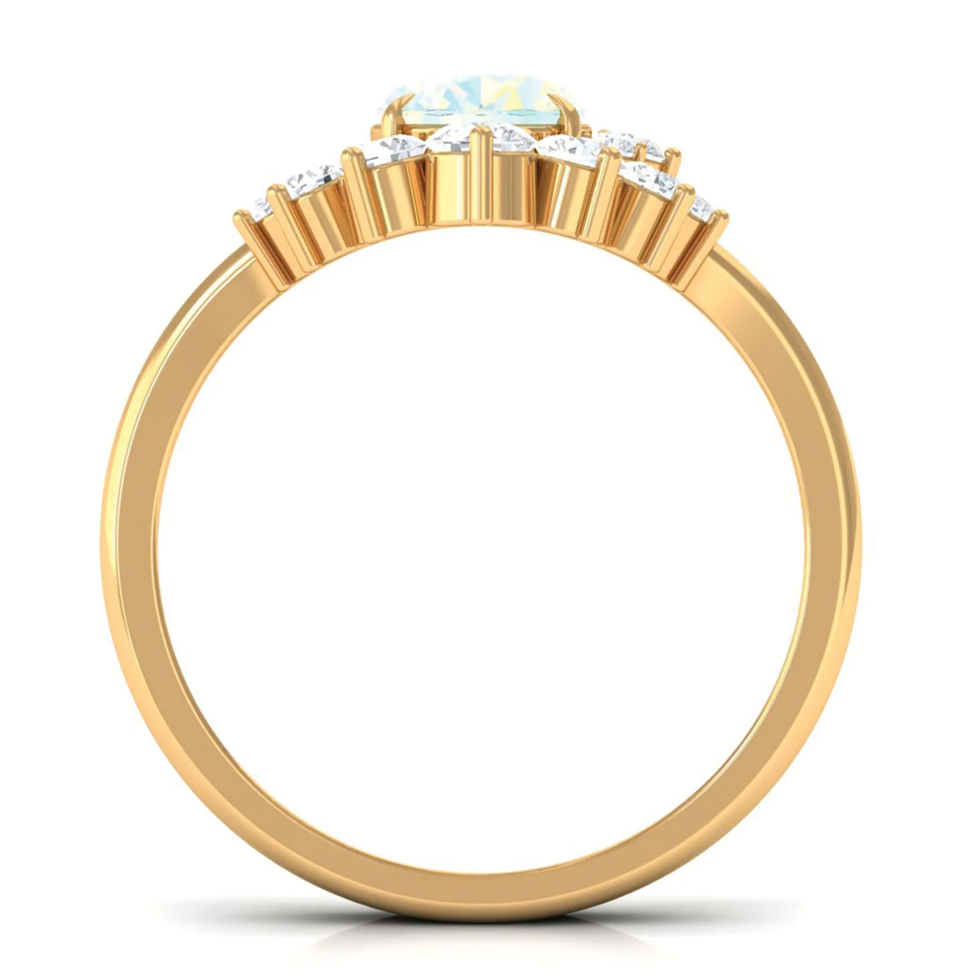 Oval Ethiopian Opal Solitaire Wedding Ring Set with Diamond