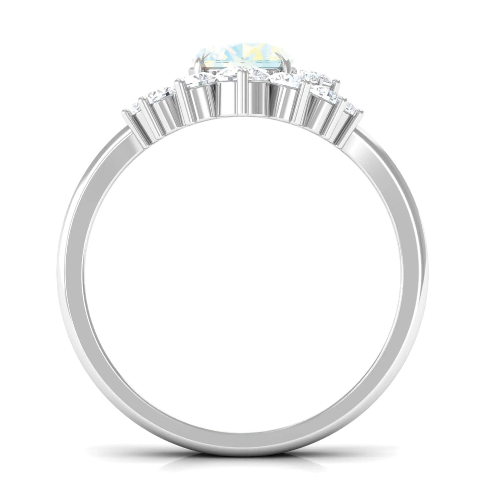 Oval Ethiopian Opal Solitaire Wedding Ring Set with Diamond