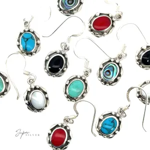 Oval Inlaid Stone Earrings