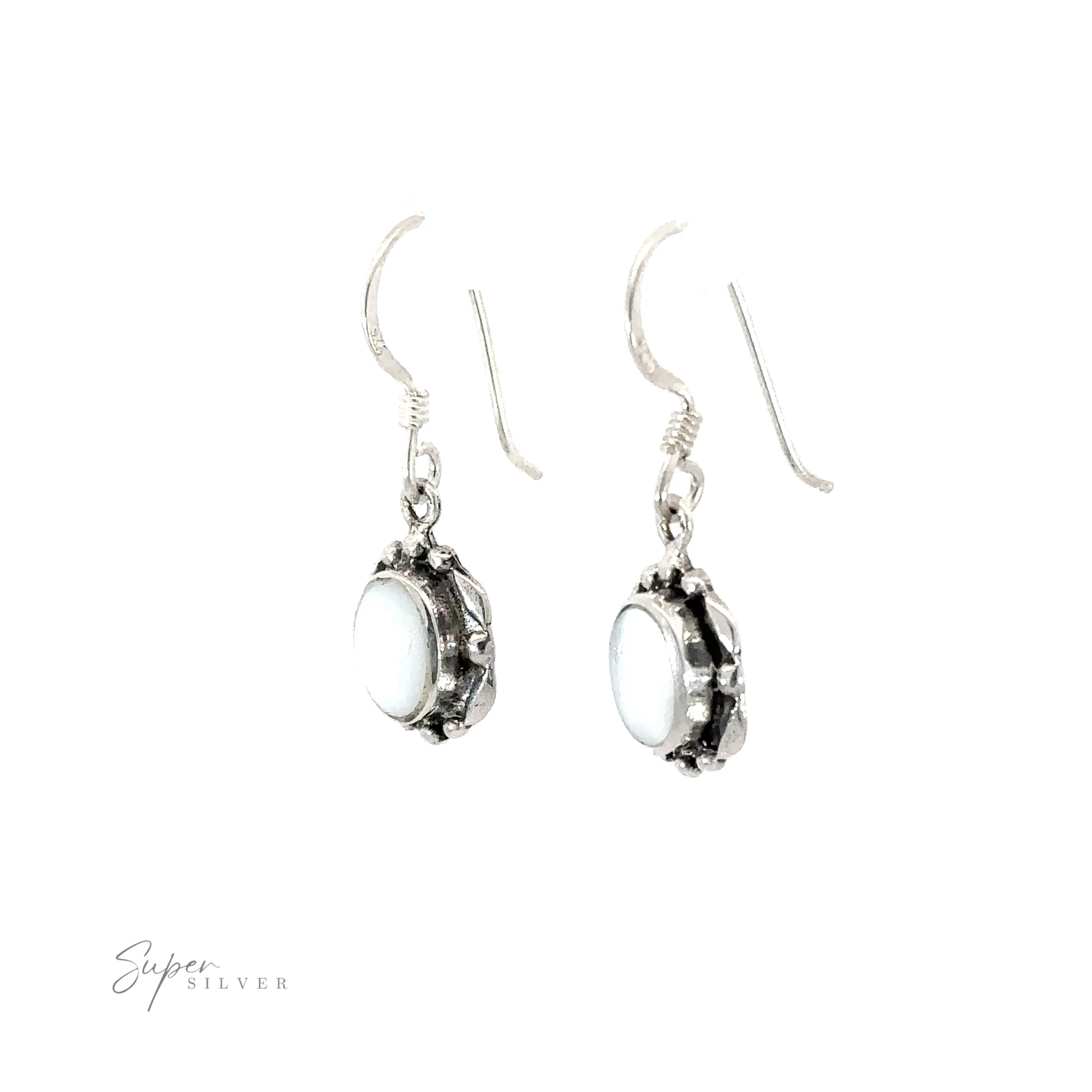 Oval Inlaid Stone Earrings