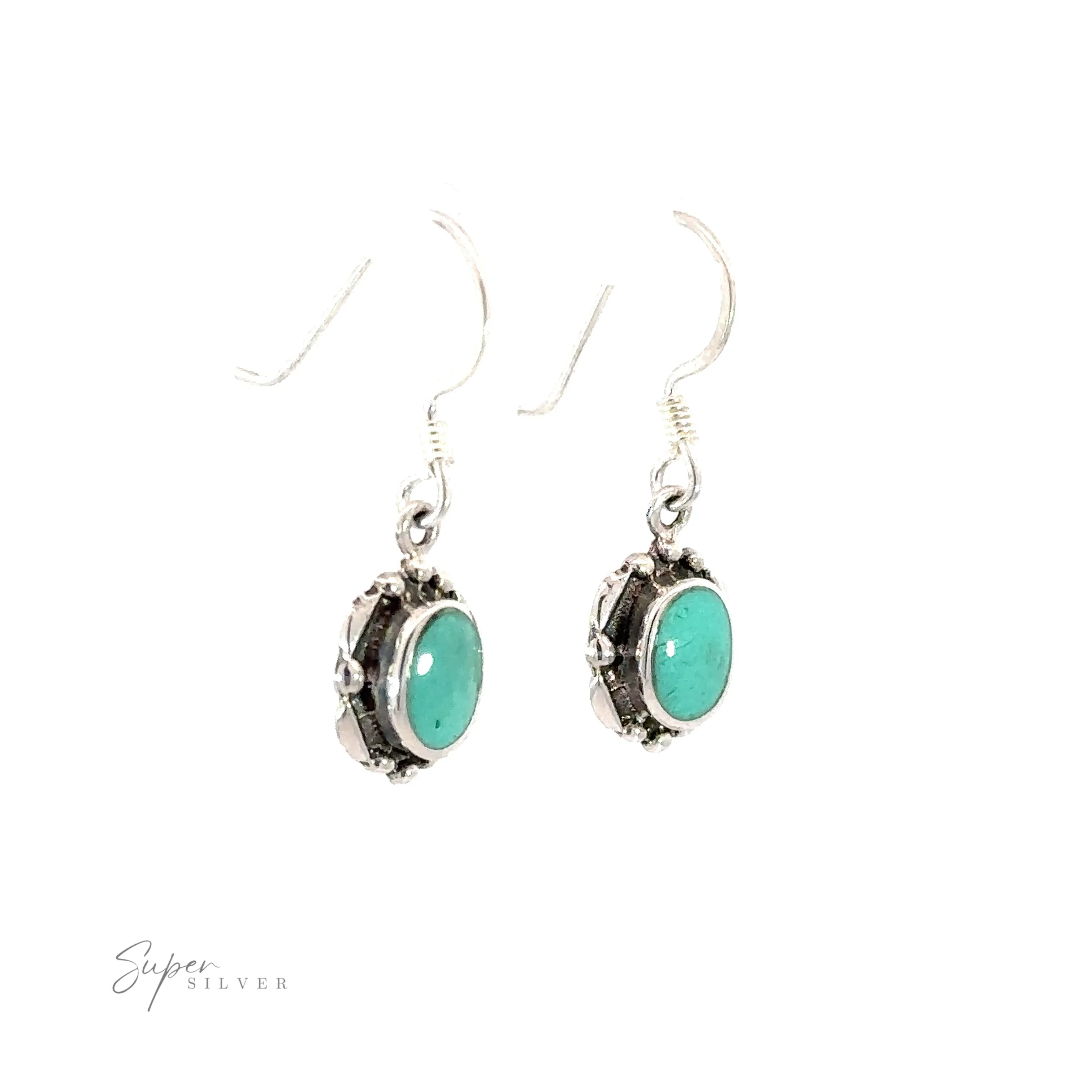 Oval Inlaid Stone Earrings