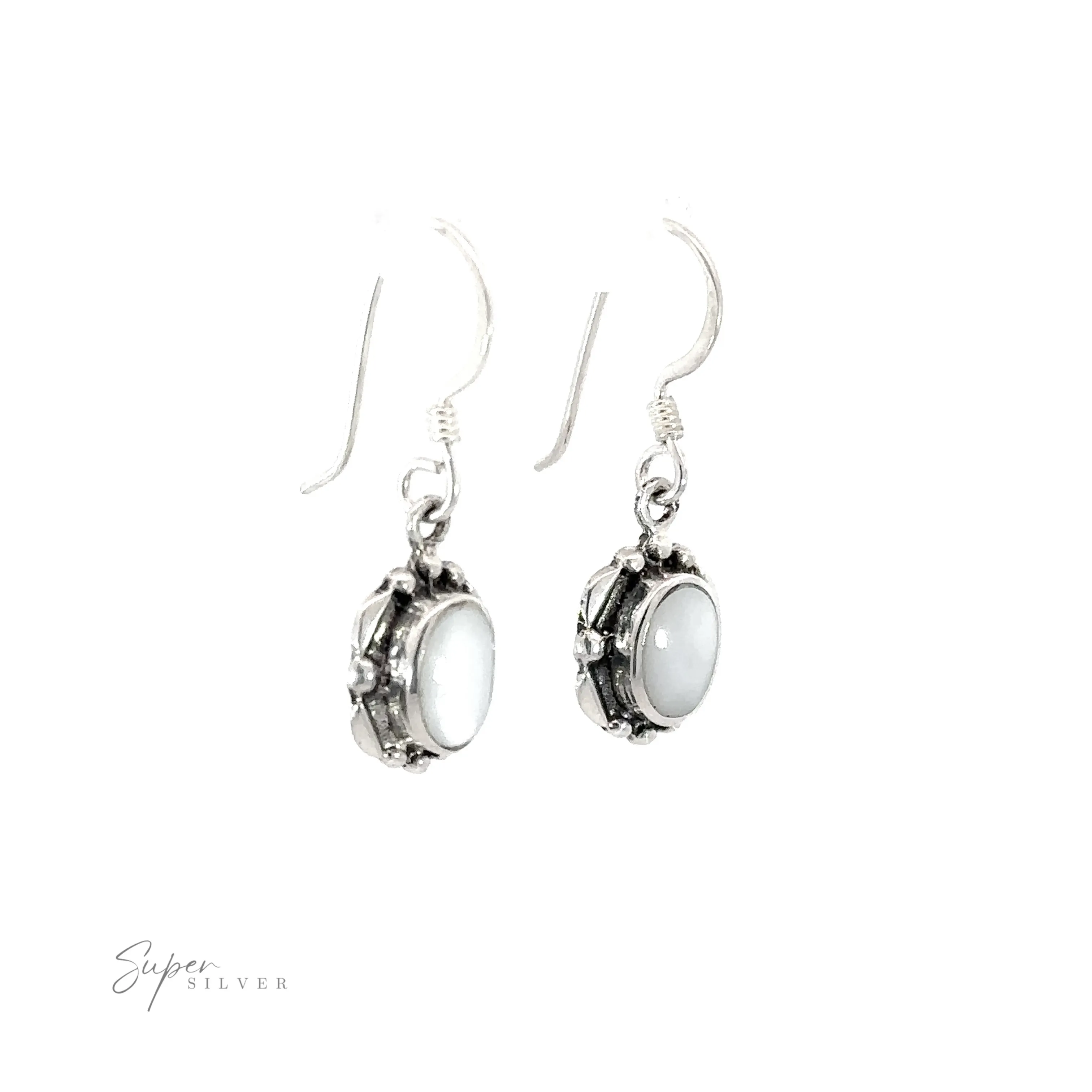 Oval Inlaid Stone Earrings
