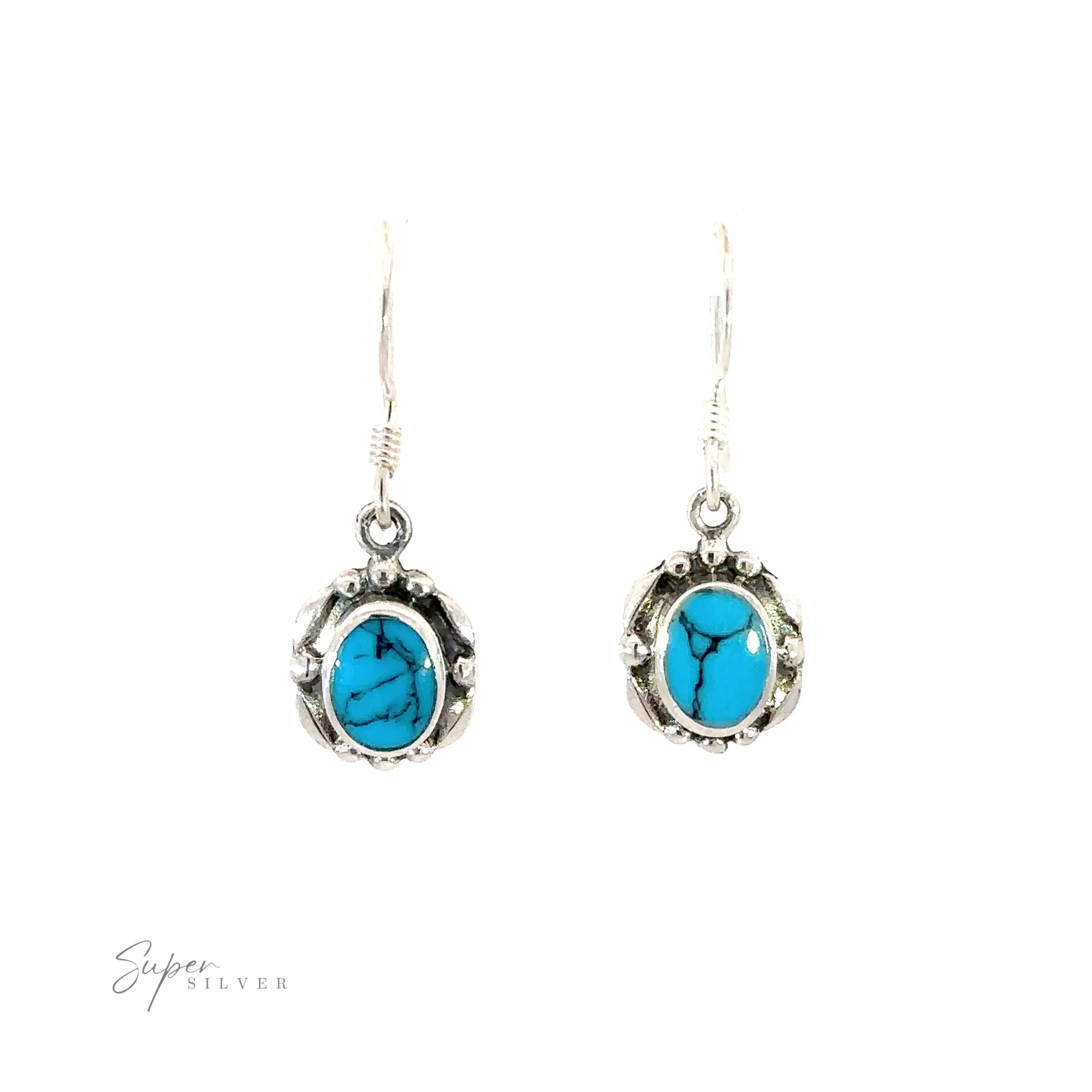 Oval Inlaid Stone Earrings
