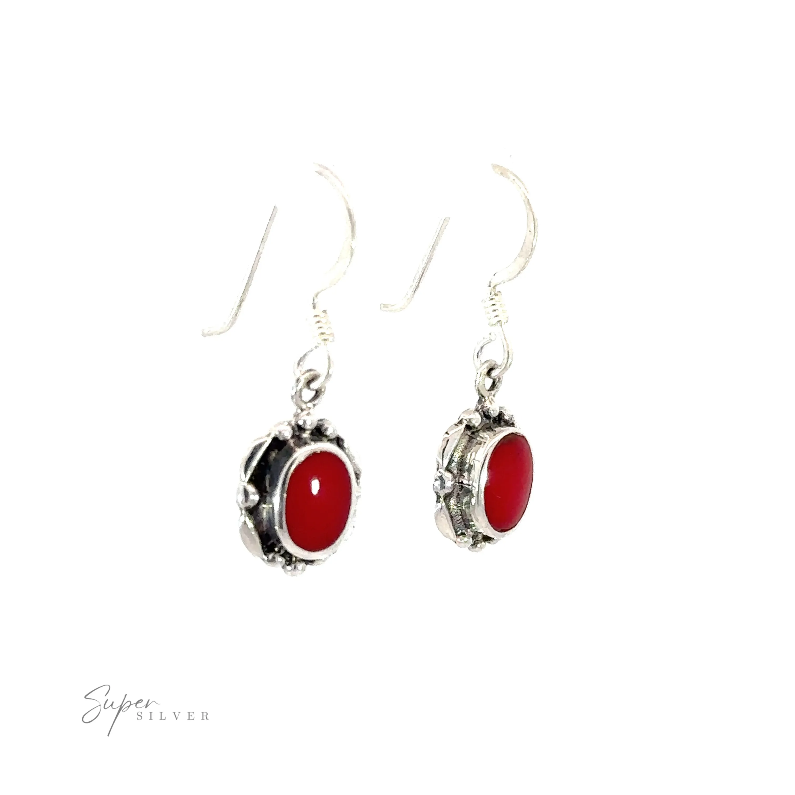 Oval Inlaid Stone Earrings