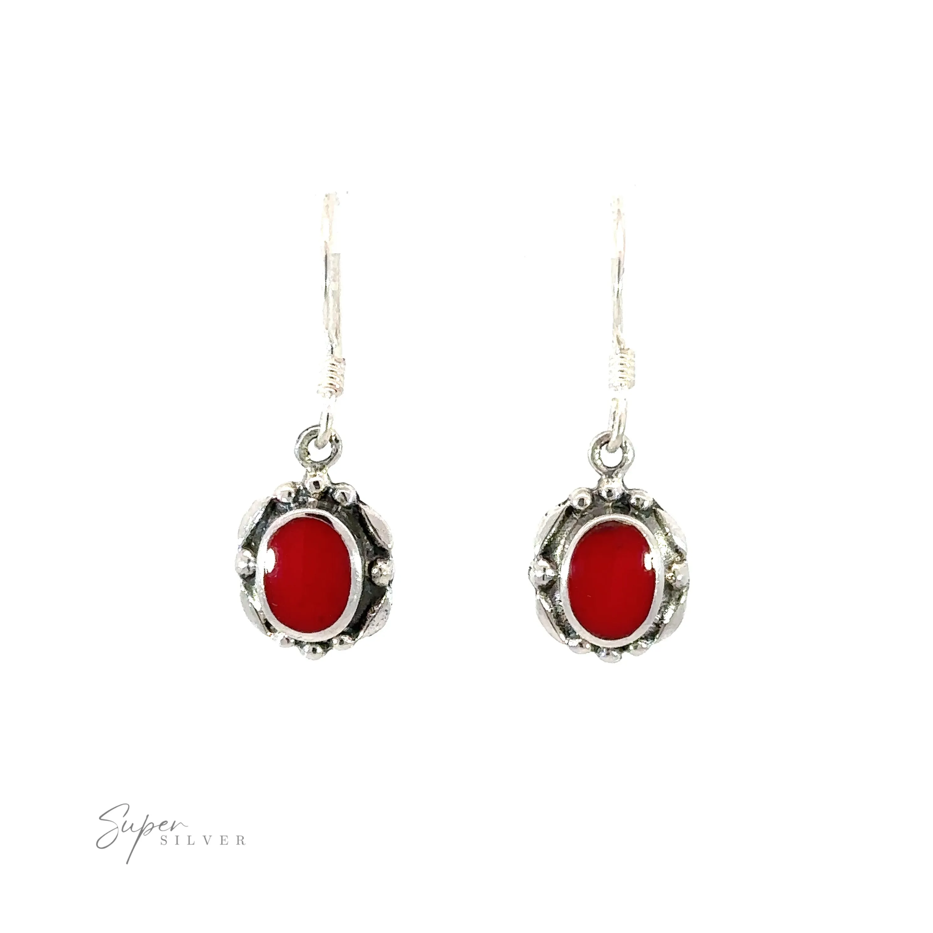 Oval Inlaid Stone Earrings