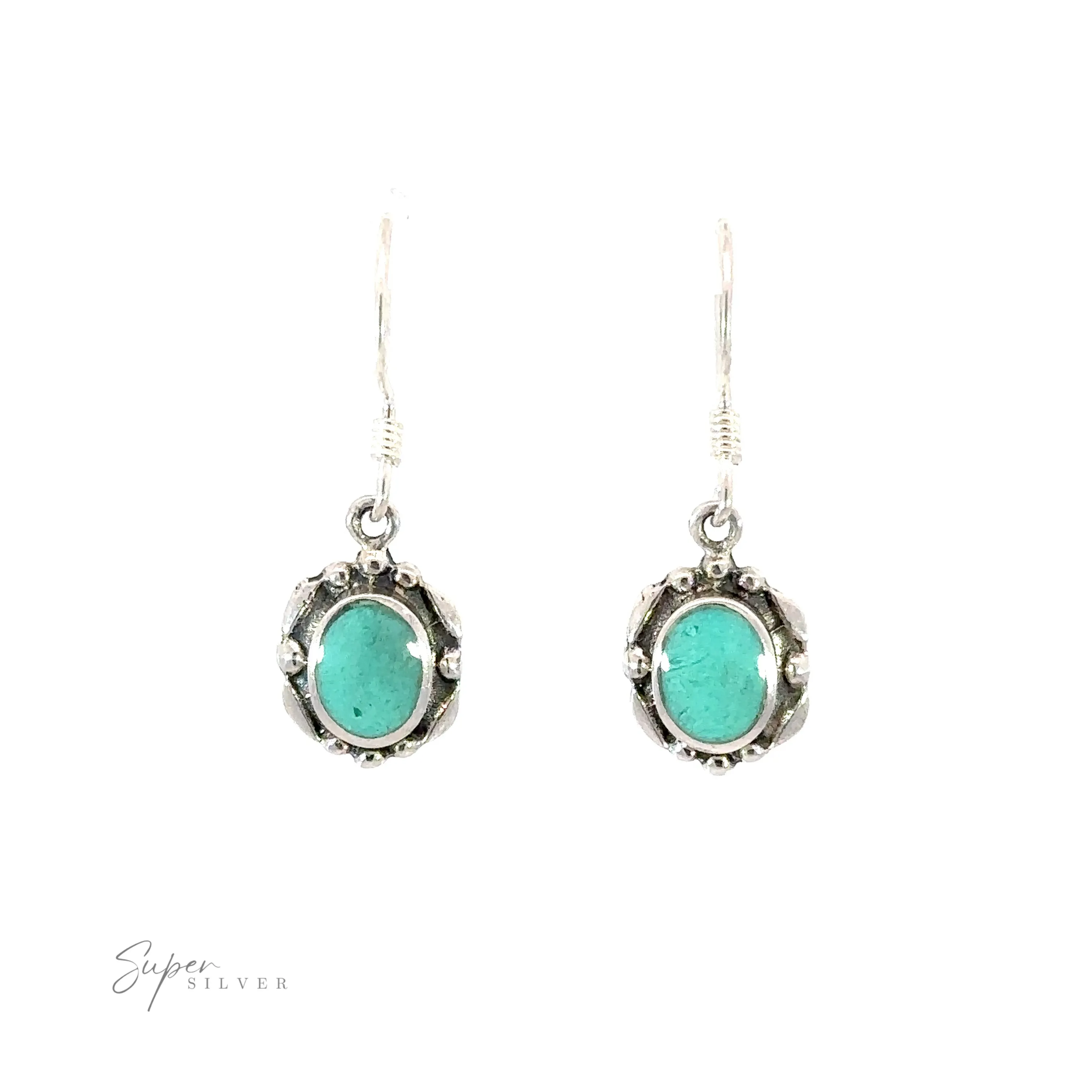 Oval Inlaid Stone Earrings