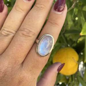 Oval Rainbow Moonstone Ring, One of a Kind