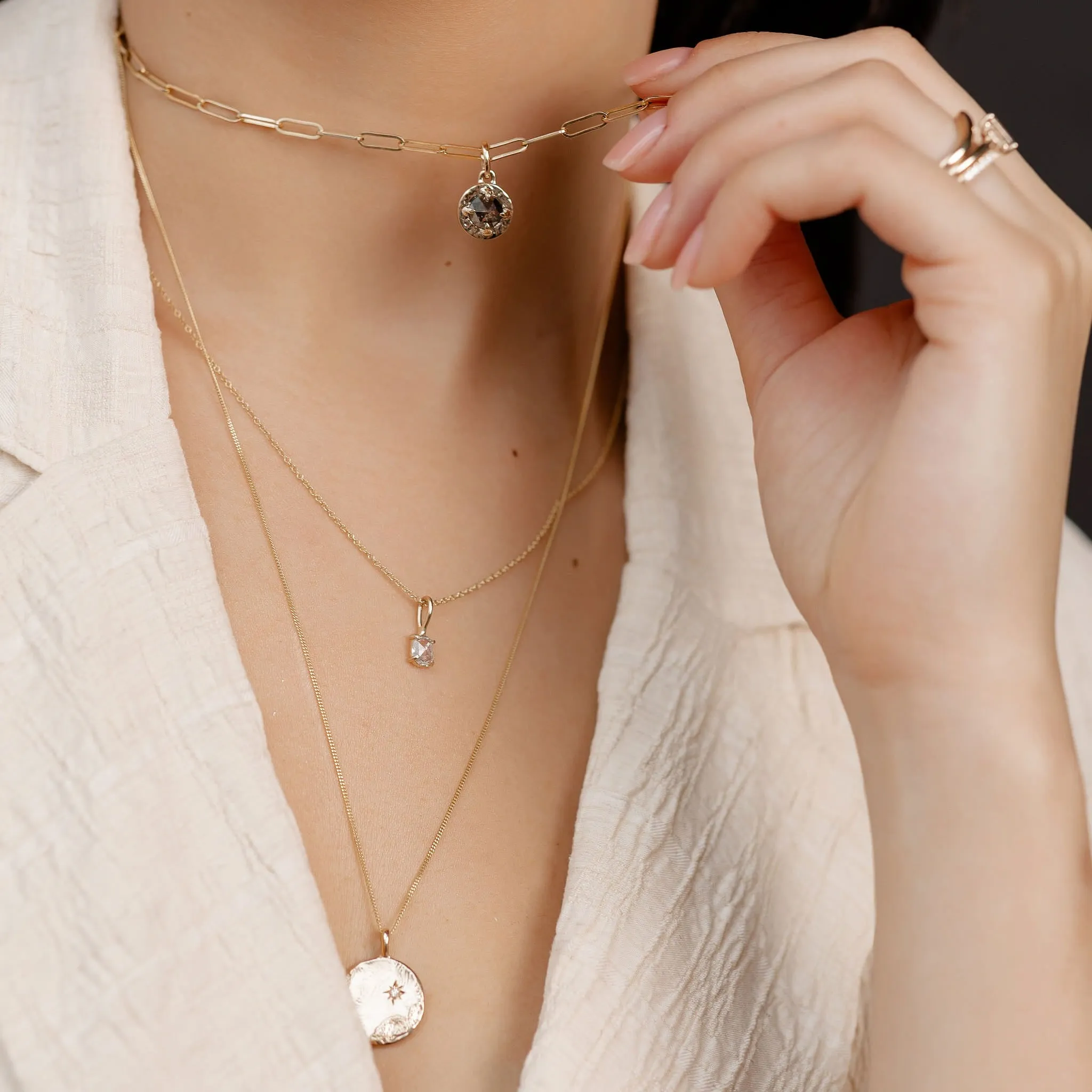 Oval Rose Cut Diamond Necklace