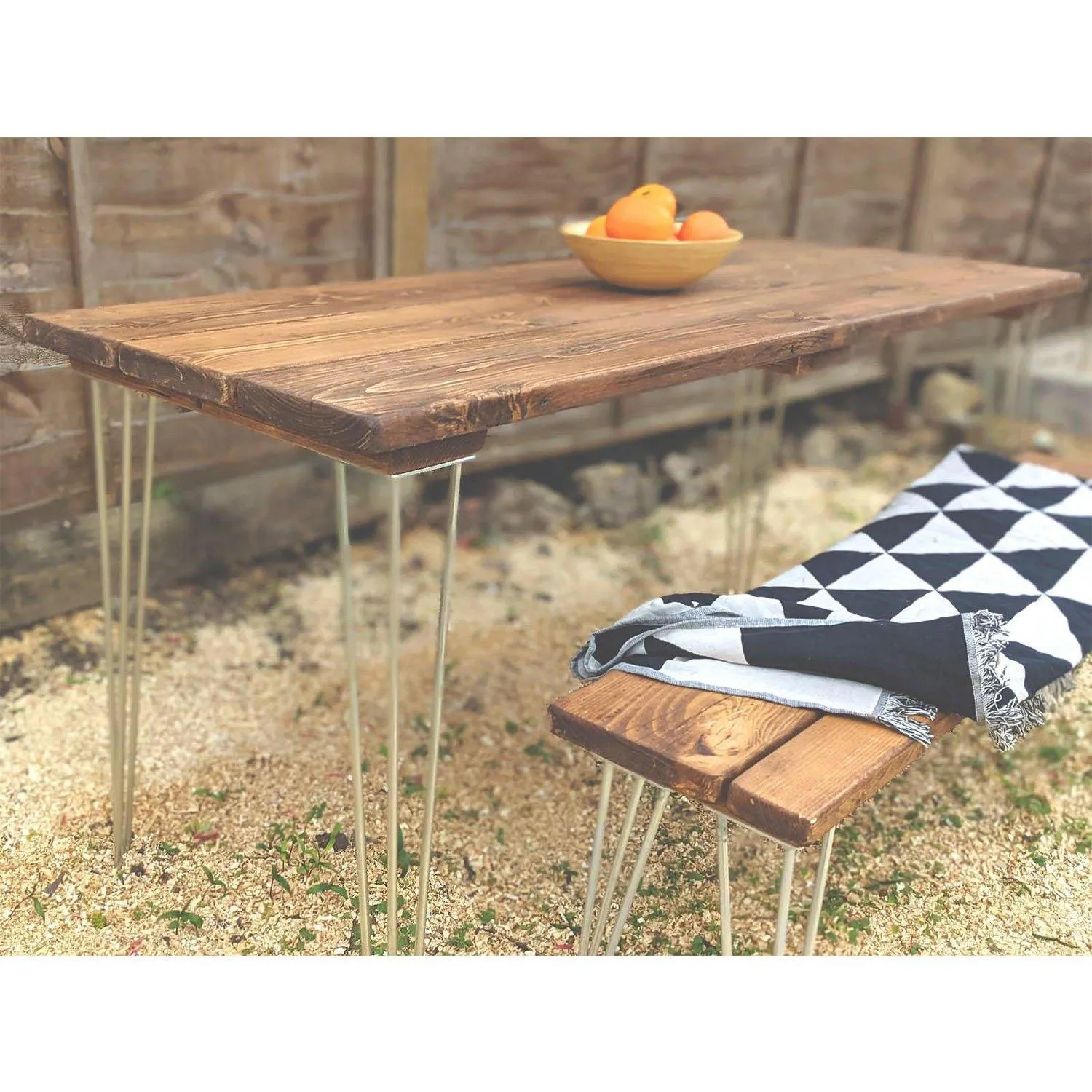 PAN: Garden Bench With Galvanised Hairpins