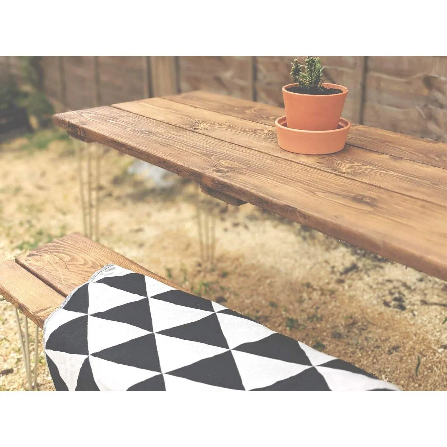 PAN: Garden Bench With Galvanised Hairpins