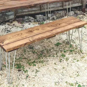PAN: Garden Bench With Galvanised Hairpins