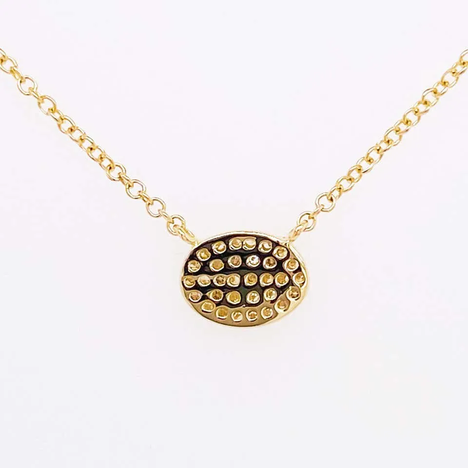 Pave Diamond Oval Disk Necklace