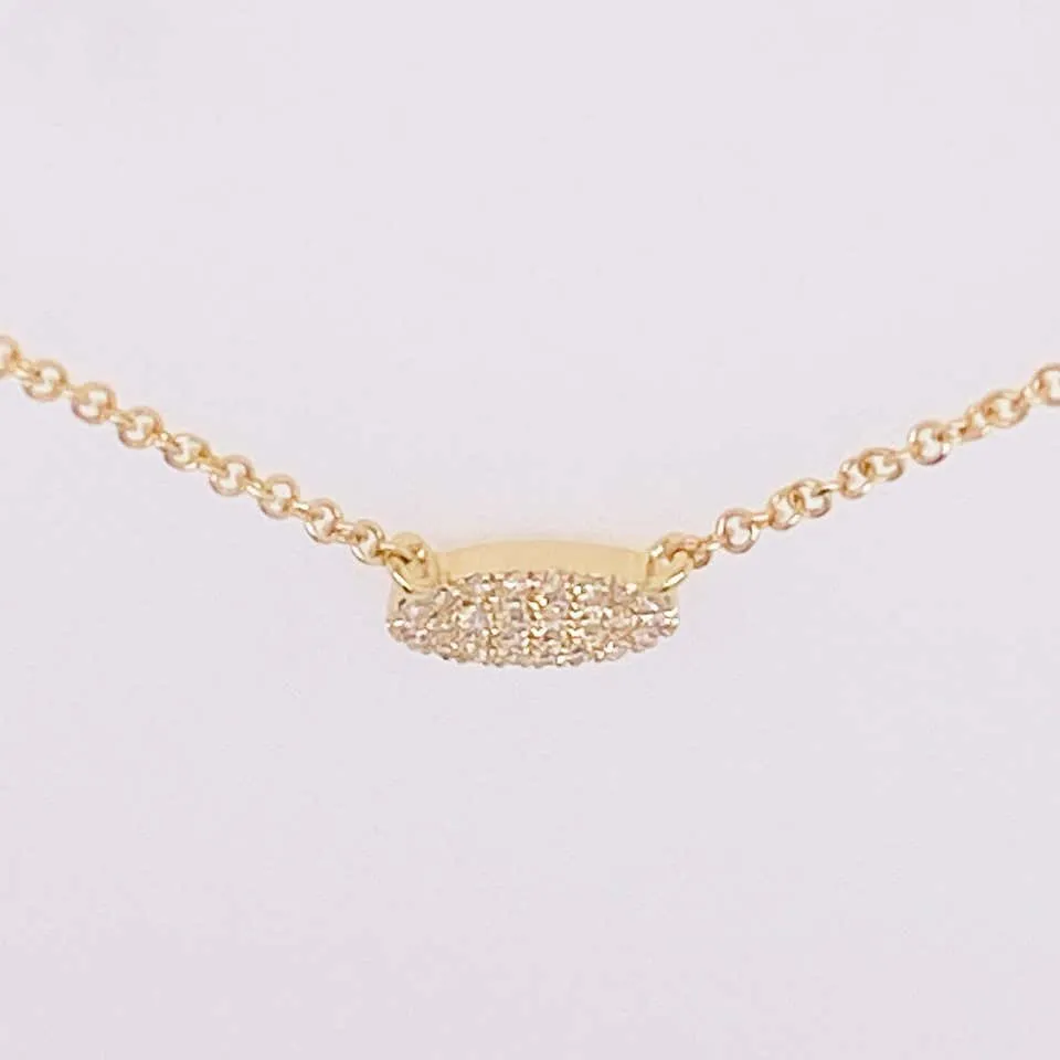 Pave Diamond Oval Disk Necklace