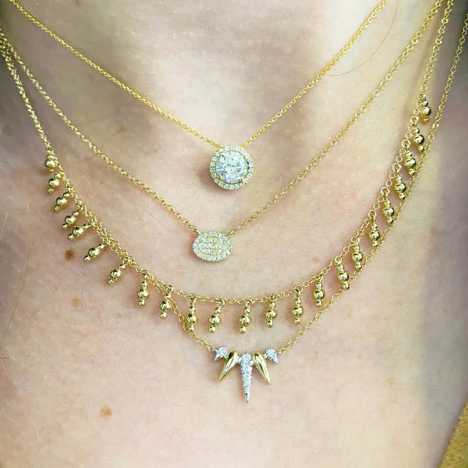 Pave Diamond Oval Disk Necklace