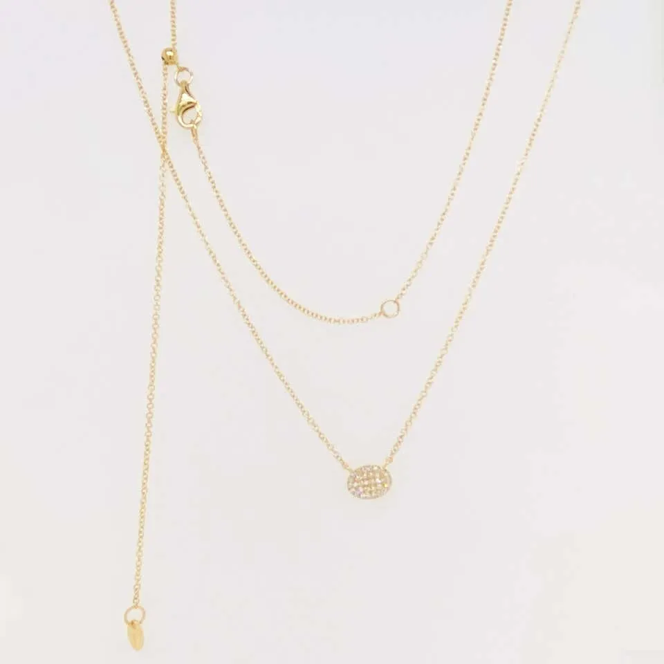 Pave Diamond Oval Disk Necklace