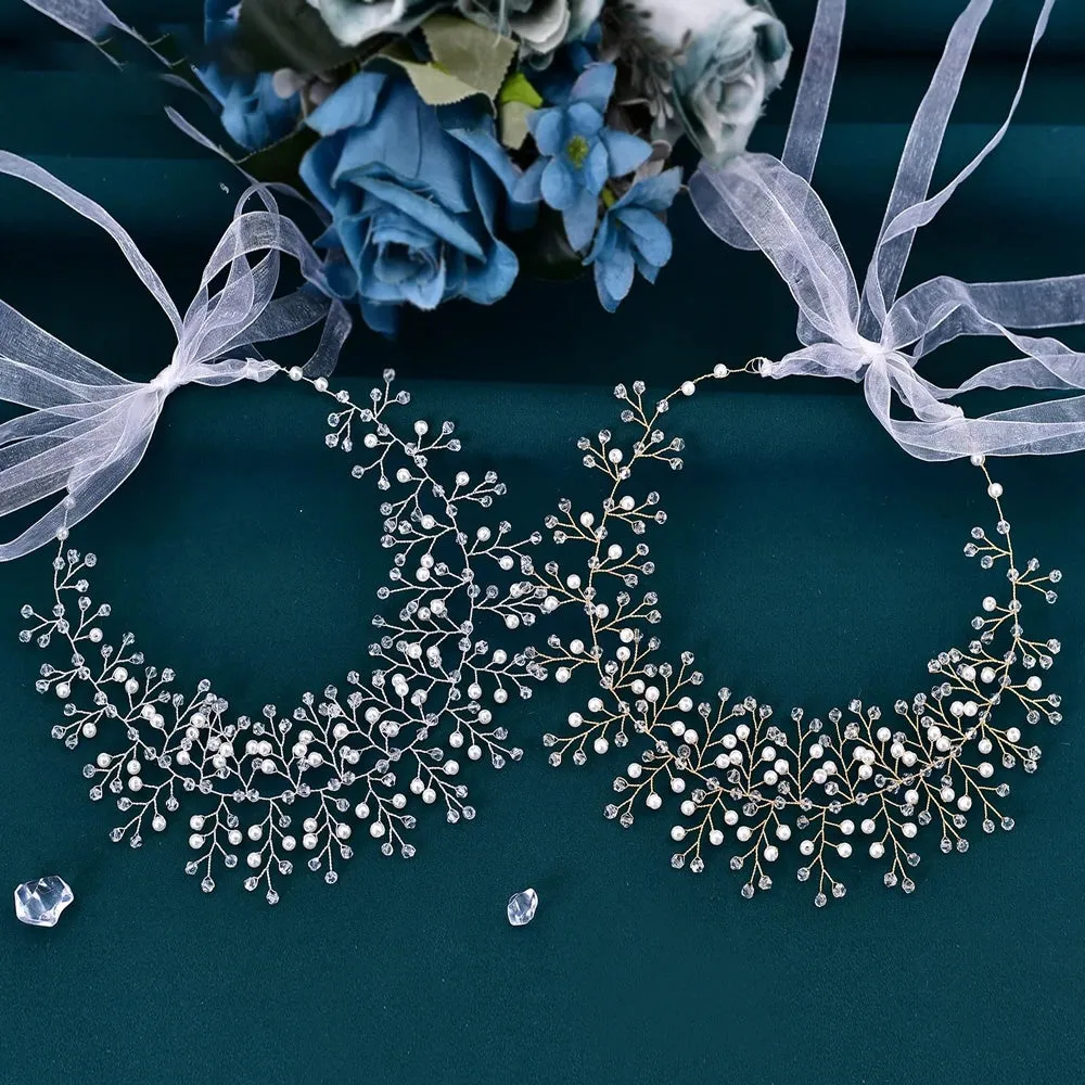 Pearl Bridal Headband Handcrafted Wedding Headdress